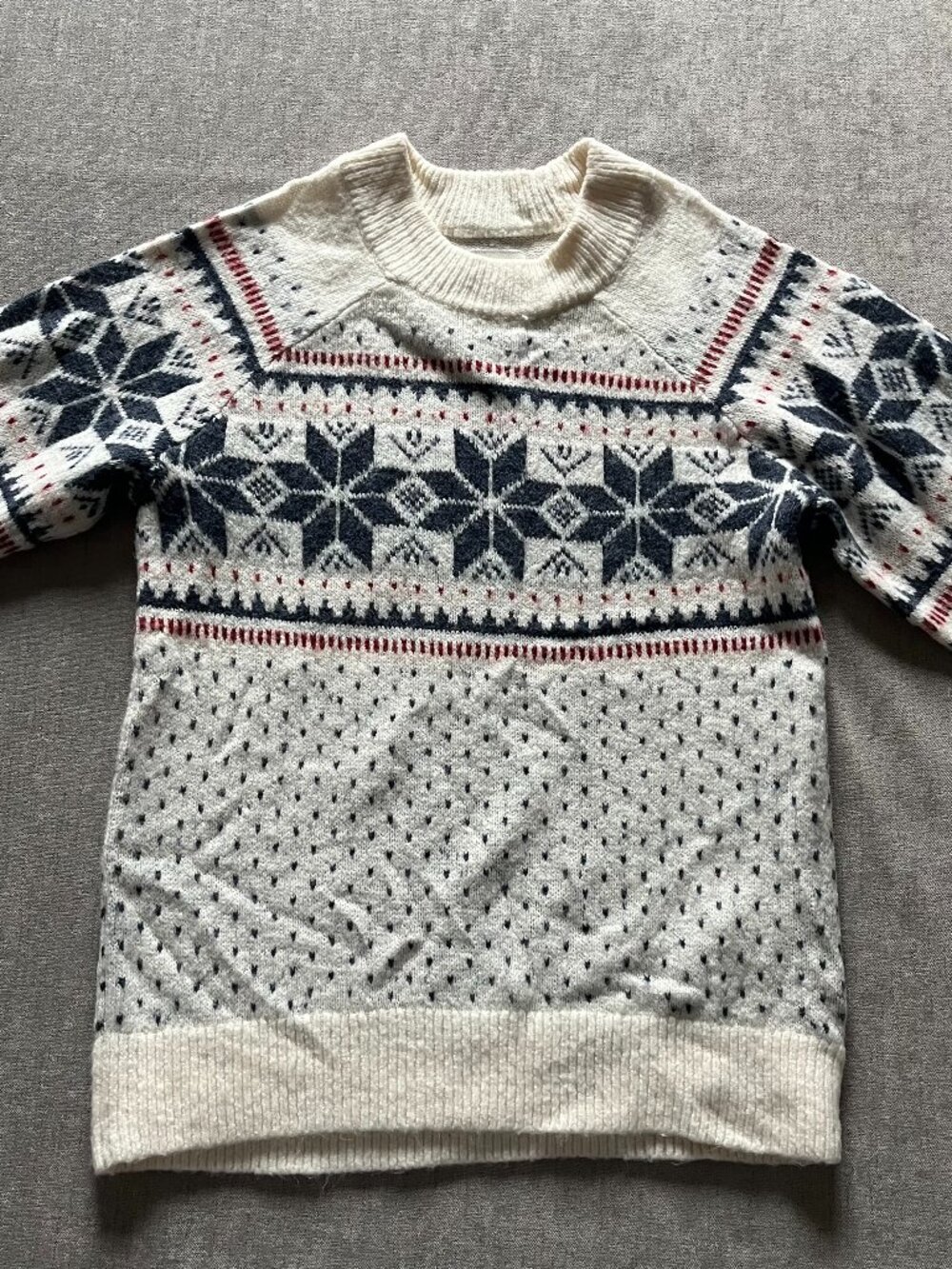 Abercrombie & Fitch Sweater Women S White Snowflake Crewneck Fair Isle Christmas